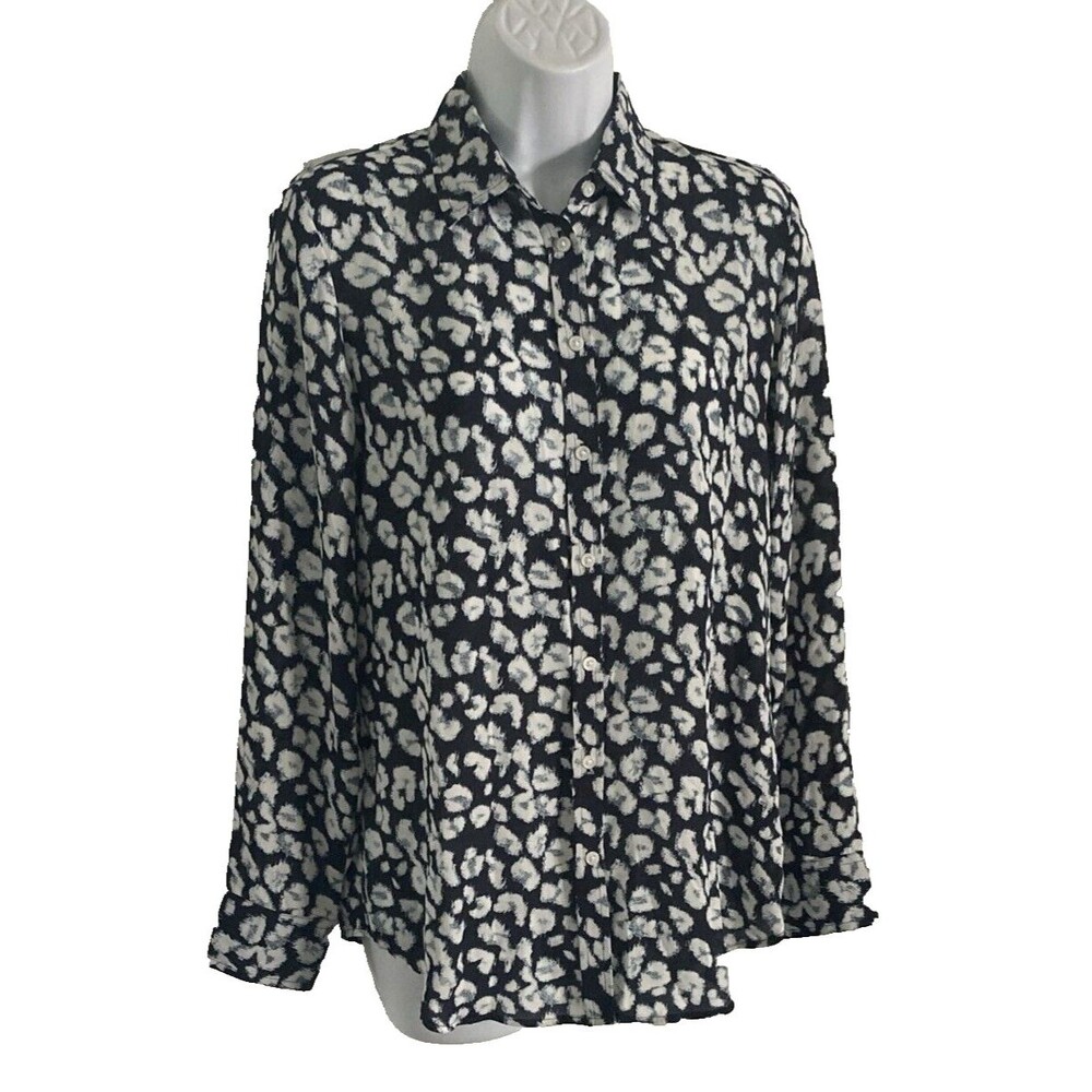 Banana Republic Dillon Classic-Fit Print Shirt Leopard Print Chiffon XS , NWT